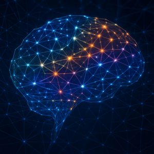 Abstract network brain concept representing retrieval-augmented generation and AI context retrieval