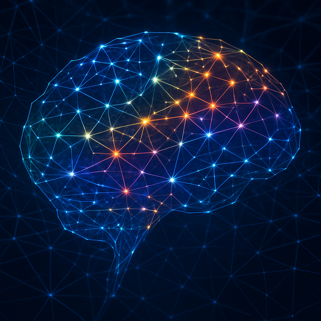 Abstract network brain concept representing retrieval-augmented generation and AI context retrieval