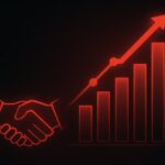 Futuristic illustration of partnership and rising bar graph representing EV tax credits and policy incentives